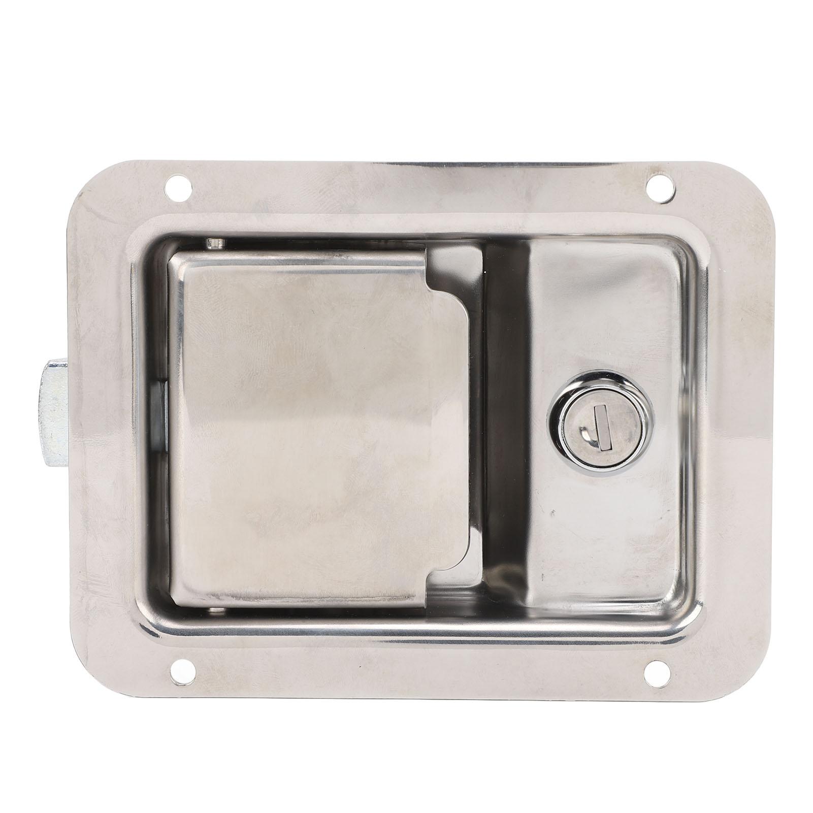 

Защелка для ящика для инструментов из нержавеющей стали 5,5x4,3 дюйма, заподлицо, ручка-замок для ящика для инструментов RV с ключами, прокладка для каравана, грузовика, RV