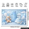 2D Teddy Bear 1st Birthday Backdrop for Newborn Photography