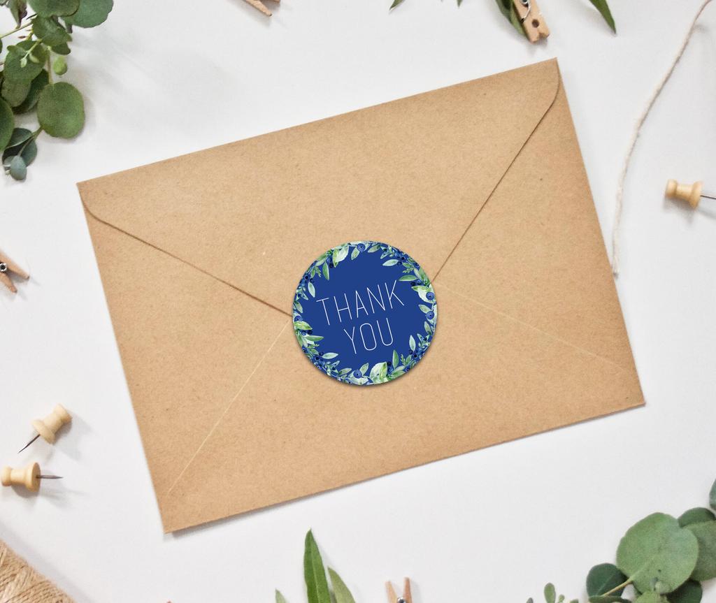 Darling Souvenir Personalized Floral Border Elegant 1.6 Inches Round Thank You Stickers DIY-45