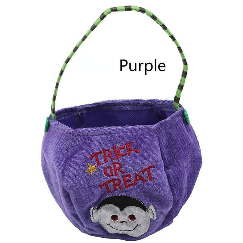 Halloween Pumpkin Boo Trick or Treat Portable Candy Bag Tote Bucket Basket Kids Play Bags