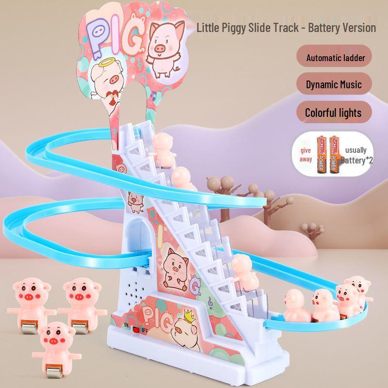 Automatic Stair Climbing Duck Educational Toy for Kids - Light & Sound Electric Track Slide
