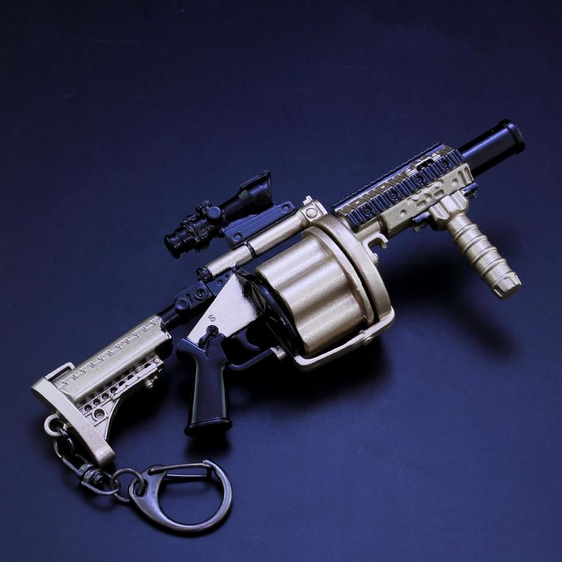 Weapon Model 14cm Metal Gun Playerunknowns Battlegrounds MGL Grenade Launcher Guns Keychain Arms Game Peripheral Boys Toys