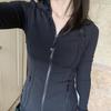 LULU Dames Slim Fit Lange Mouwen Jas met Capuchon voor Buitensporten, Fitness, Hardlopen en Yoga.