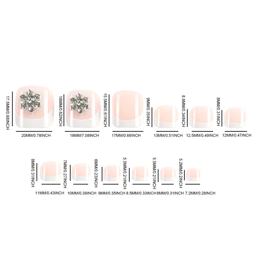 French White Tips Fake Toenails Moderate Thickness Comfortable to Wear Nails for Fashion Girls Foot Decoration