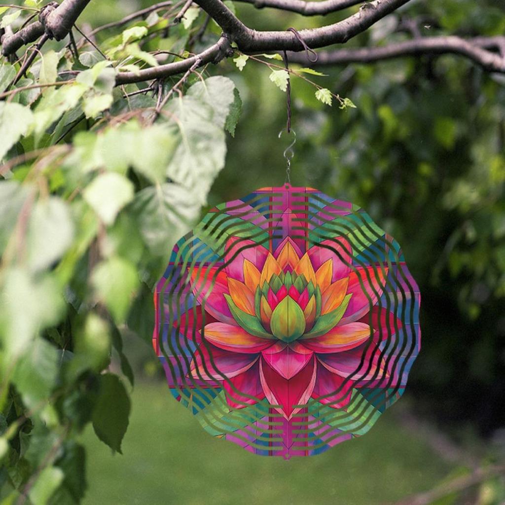 10 Inch Bohemian Metal Wind Spinner Chime for Outdoor Garden Decor Rotating Two Way Hanging Gift for Mom Christmas