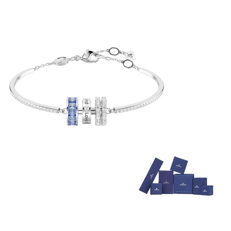 Swarovski Connexus Rhodium Plated Faux Crystal Bracelets Womens Silver F-Original brand box