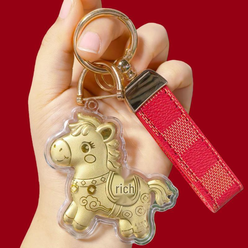 999 Pure Gold Year of the Horse Keychain Bag Charm & Mobile Phone Lanyard - Perfect Birthday Gift