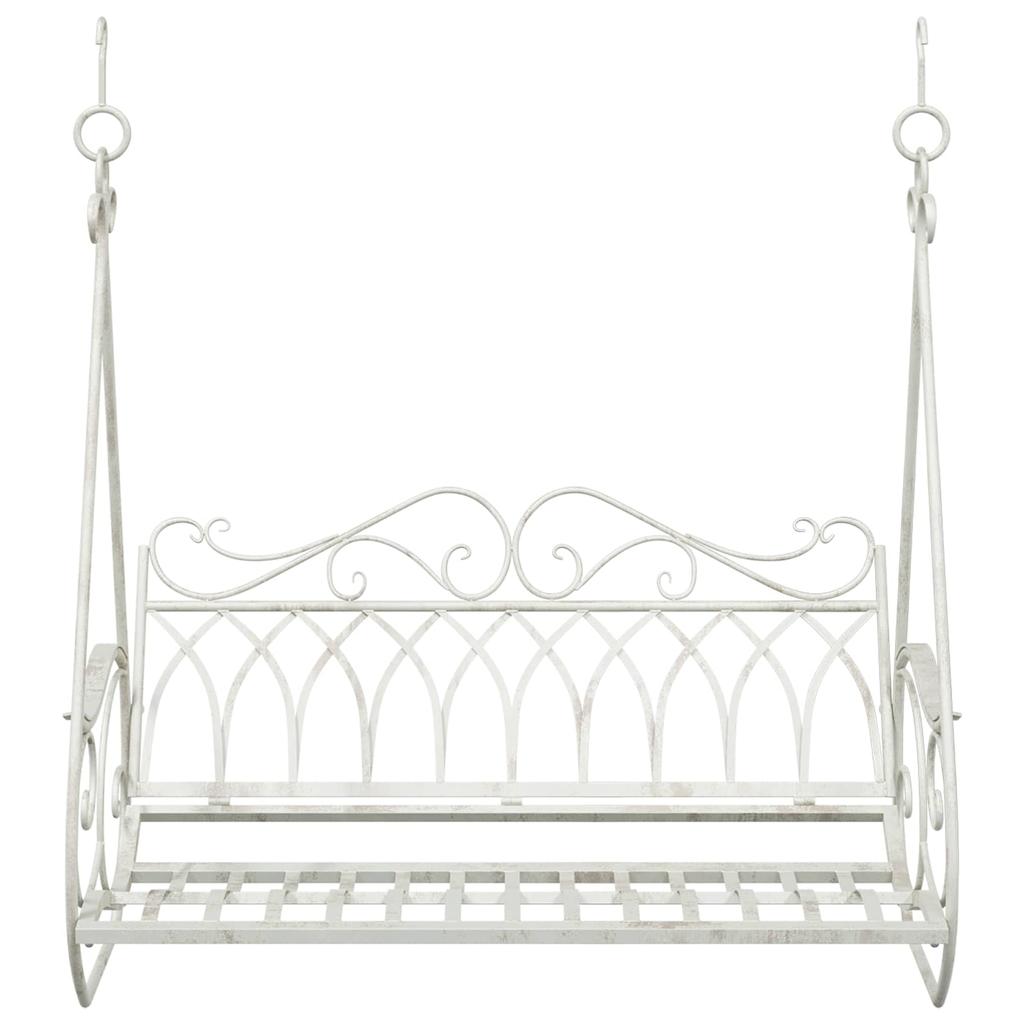 Panca da Giardino Sdraio in Acciaio 112 x 60 x 126,5 cm Bianco Antico