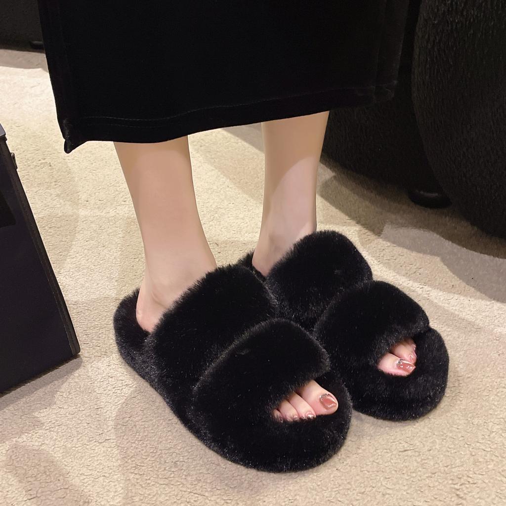 Mao Mao slippers women's outer wear 2025 new Korean version ins trendy shoes autumn and winter one-word thick-soled cotton slippers spring and summer