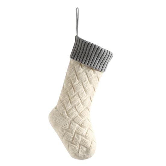 Large Knitted Christmas Stockings 18" Xmas Gift Stocking Hanging Decorations Festive Decor Candy Toys Bag Hanging Stocking for Mantel Window