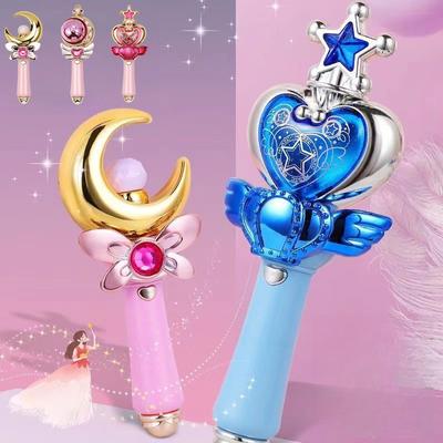 Fairy Magic Wand Glowing Musical Sound Effects Toys Cutie Moon Rod Wand Figure Toys Queen Transformation Wand Stick Girls Gifts