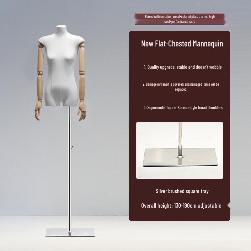 Korean Style Flat Body Female Mannequin with Wide Shoulders for Women's Clothing Display