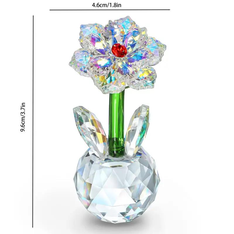 1pc Crystal Sunflower Statue, Glass Flower Decoration, Romantic Valentine's Day Wedding Gift, Decorative Sun Catcher Collectible