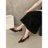 French kitten with suede red single shoes women's shoes spring temperament socialite black pointed high heels