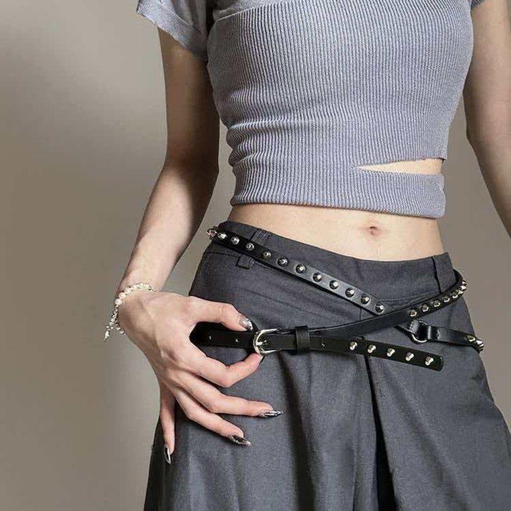 Spicy Girl Long Double-layer Belt Gothic Y2K Belt Trend Punk Waistband Female