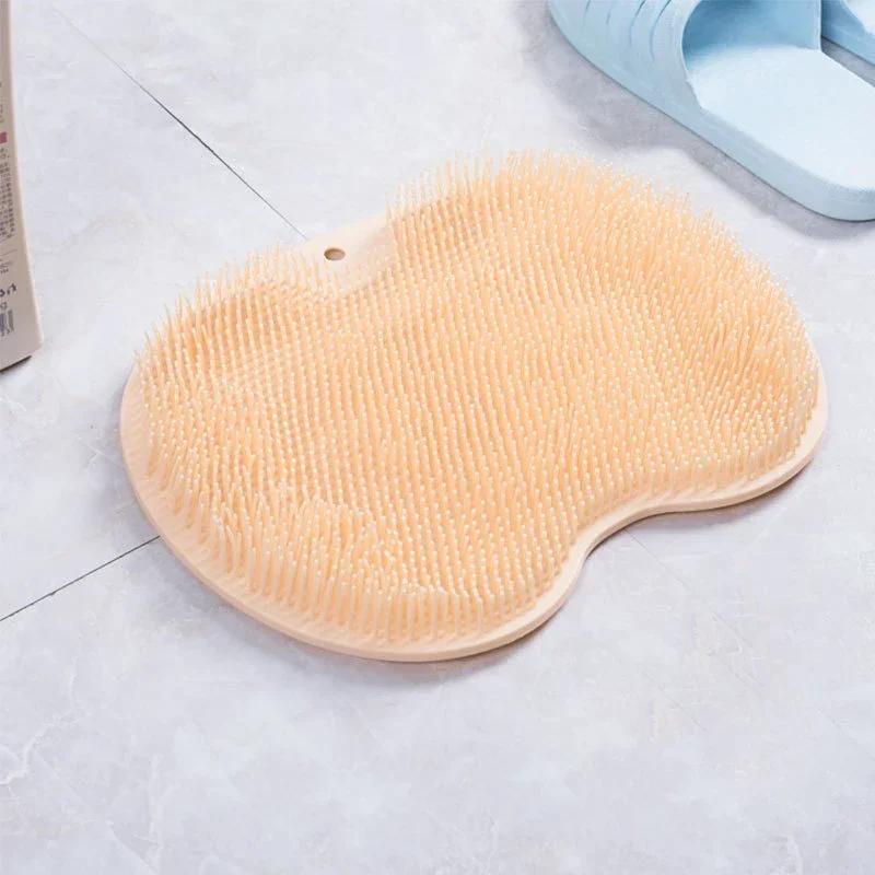 Doccia esfoliante Raschietto per massaggio Bagno Tappetino da bagno antiscivolo Spazzola per massaggio alla schiena Lavaggio dei piedi in silicone Strumento per la pulizia del corpo