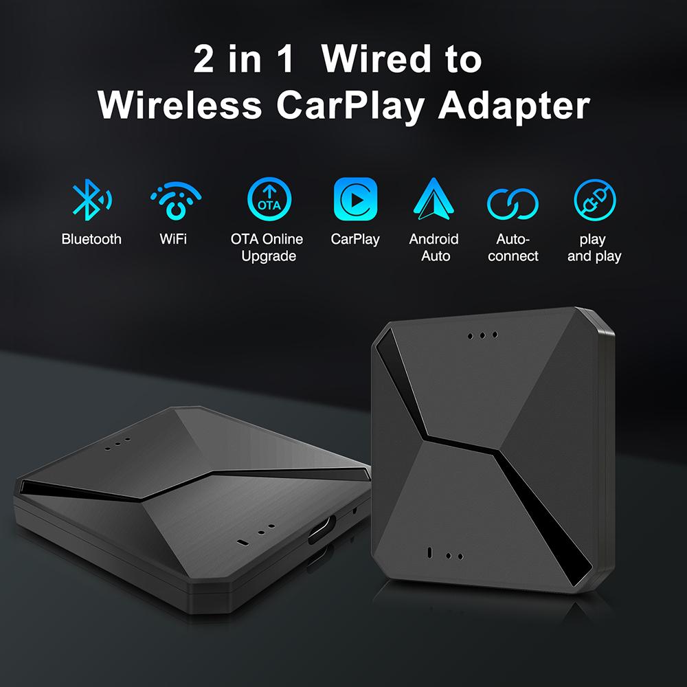 New 2 In1 Carplay & Android Auto Mini Box Wireless Carplay Adapter Wired To Wireless Carplay For USB/Type C Dongle Plug And Play