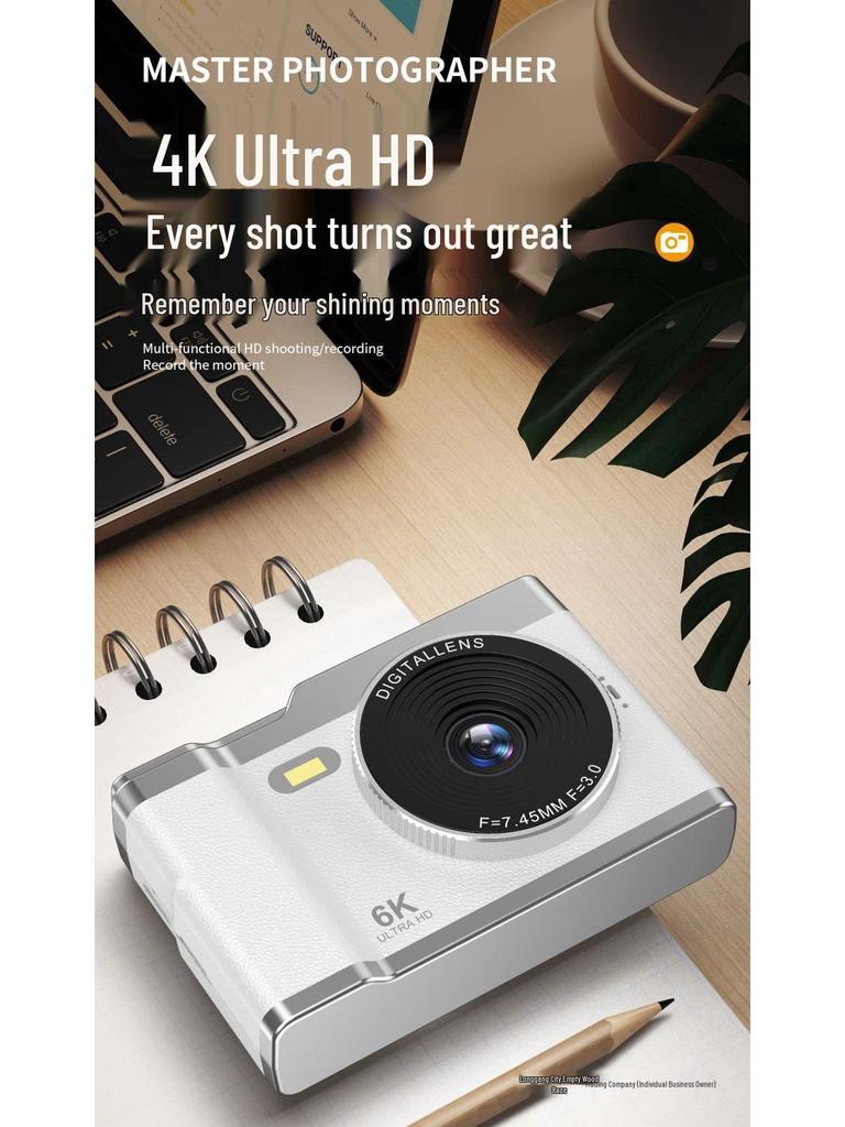 High-Definition Dual Lens Digital Camera for Students - Retro CCD Design