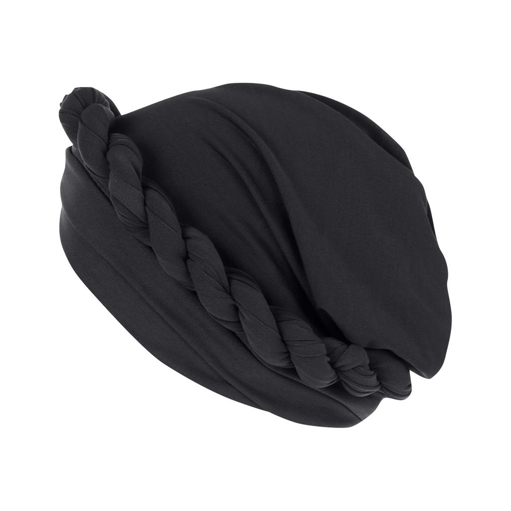 Twisted Braid Head Wrap Cap Milk Silk Soft Stretchable Fabric Turban Hat for Daily Use Comfortable Fit