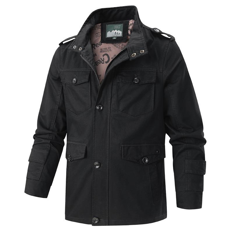 Spring and Autumn Men's Thermal Jacket Middle-aged and Young Cotton Casual Loose Jacket Zipper Flight Jacket