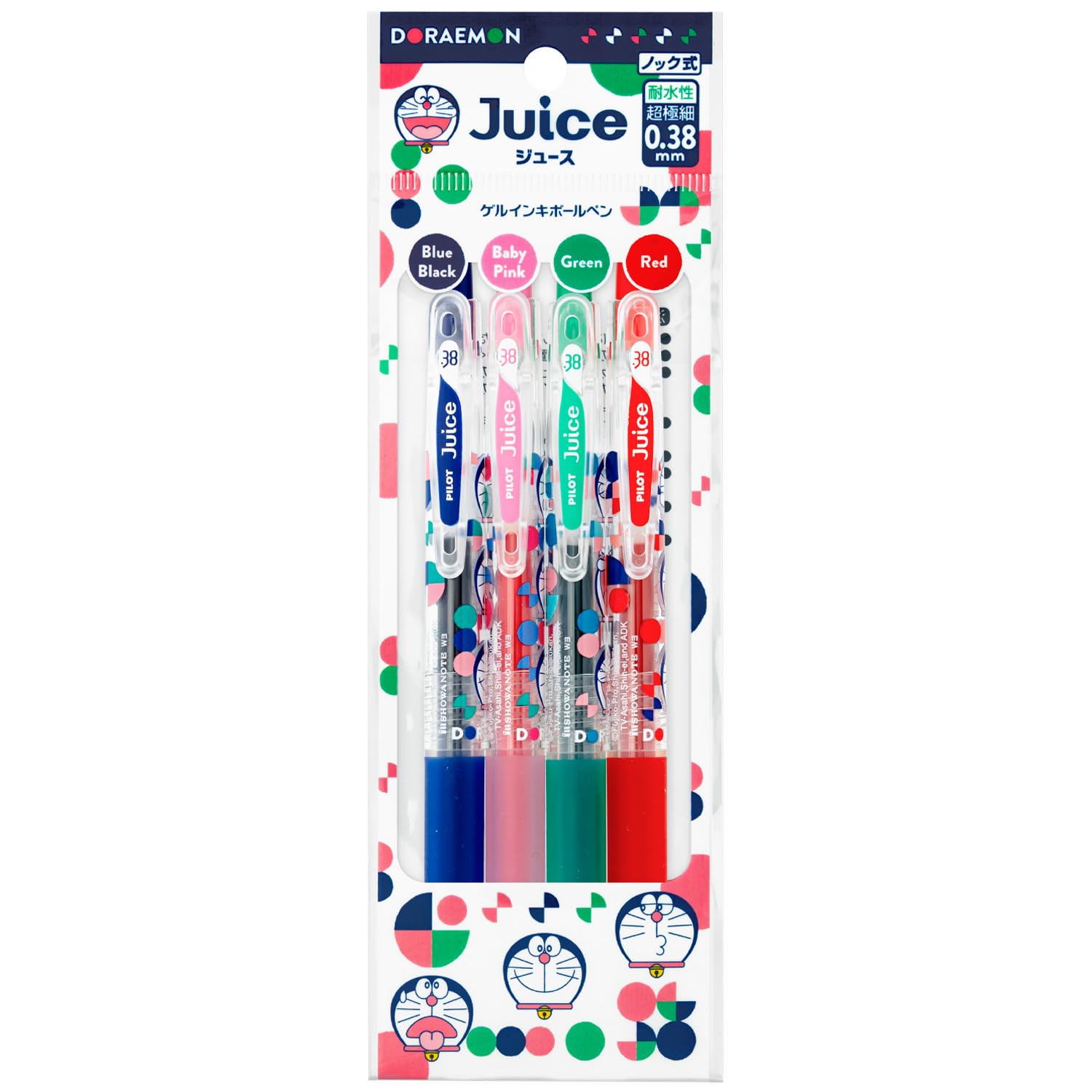

Showa Note Doraemon Gel Ink Ballpoint Pen Juice 860214021 (Design A, 4-color set, 0.38mm ballpoint)