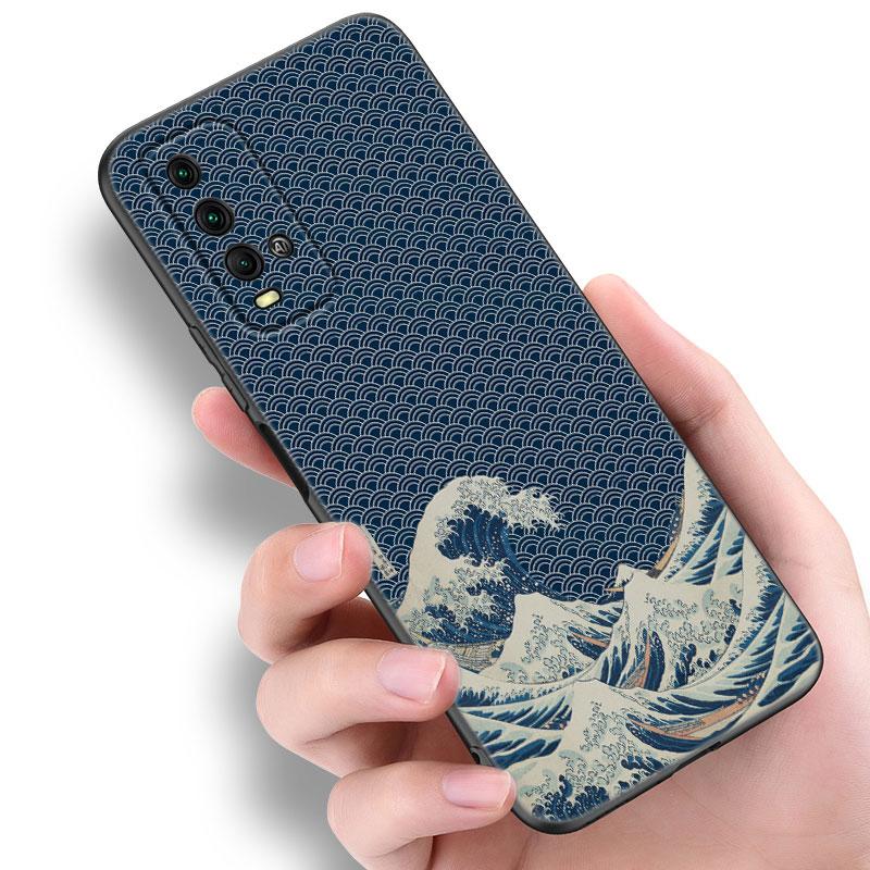 Japan Wave Anime Dragon Phone Case For Xiaomi Redmi Note 5 6 9T K20 K40 K50 Pro 7A 8A 9A 9C 9i 10A 10C A1 S2 TPU Black Cover