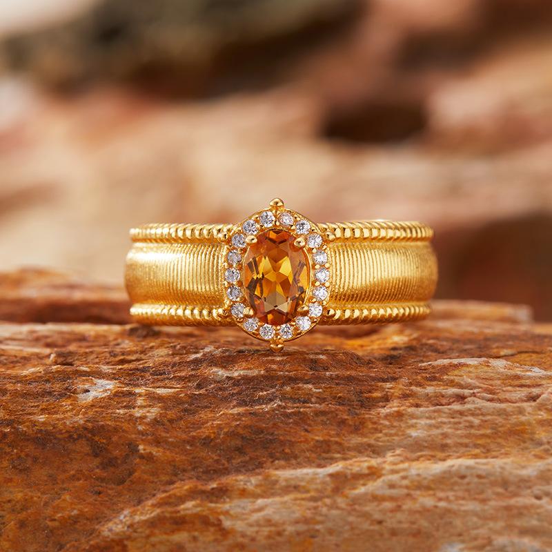 Conjunto Elegante Vintage de Prata Esterlina S925 com Anel de Granate Safira Tanzanita Natural Anel para Dedo Indicador Feminino