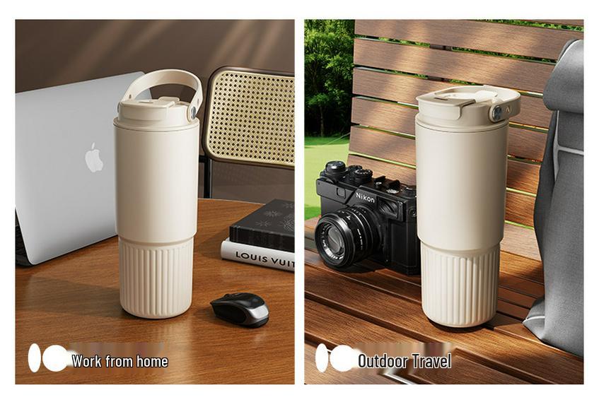 Large Capacity 316 Stainless Steel Insulated Travel Mug with Ceramic Liner and Straw