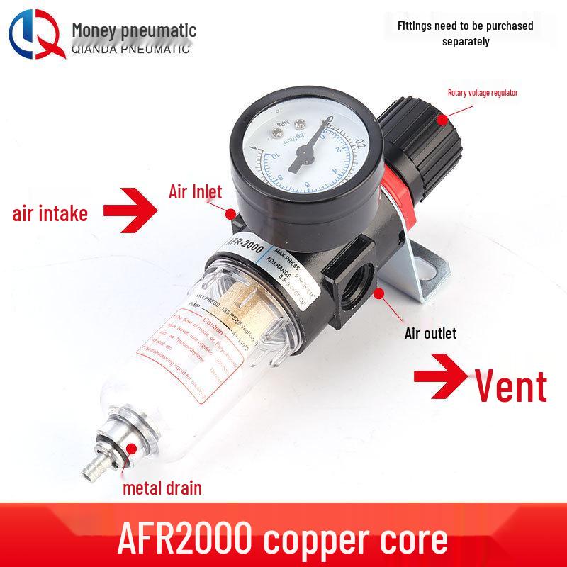 Airtac Air Source Processor Set: AFC2000 Oil-Water Separator, Air Filter, Pressure Regulator