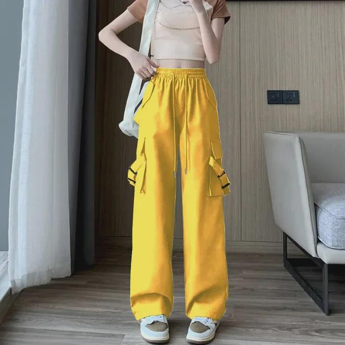 Damen Rosa High-Waist Slim Weitbein Lässige Sommer Latzhose - Trendiger Amerikanischer Sportstil