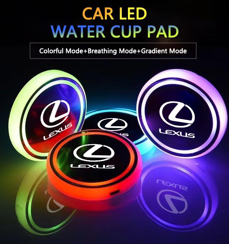 

Colorful LED Light Luminous Pads Car Coasters Water Cup Mats Slot For Lexus RX330 IS250 Ct200h ES300h RX350 IS300h RX400h GS300