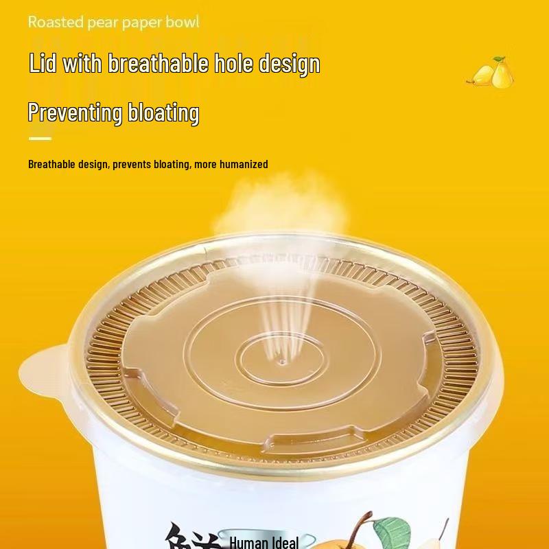 COFLYEE Disposable Roasted Pear Dessert Cups with Lids