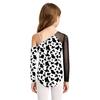 Kids Girls Leopard Printed Gymnastics Ballet Leotards Dance Performance Costume Rhinestones Caveman Jumpsuit with Oversleeve