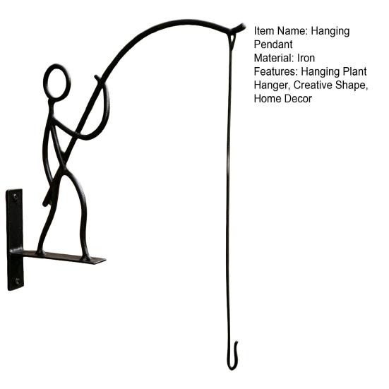 Stick Man Hanging Pendant Weather-Resistant Metal Plant Hanger Creative Shape Wall Hook for Indoor Outdoor Small Plants