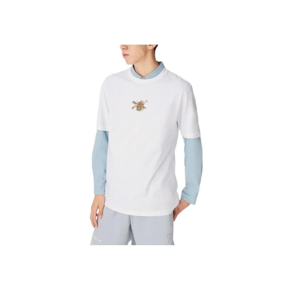 Li Ning Sports Trend Serie High Rice Cartoon-Muster Rundhals Lässiges Kurzarm-T-Shirt Herren T-Shirts Standard-Weiß AHSS367-1