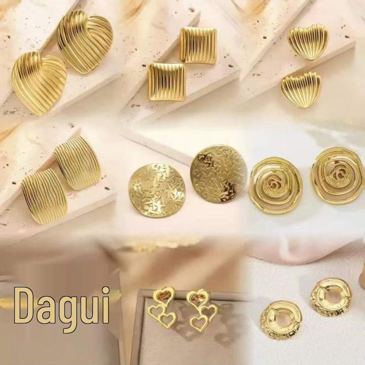 

Гідравлічні сережки з нержавіючої сталі з покриттям 18 карат золотом для жінок золотий