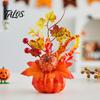 Indoor Decorative Harvest Fruit Fall Artificial Pumpkin Table Centerpiece, Autumn Fake Decoration with Sunflowers, for Desk Maple Leaves Berries