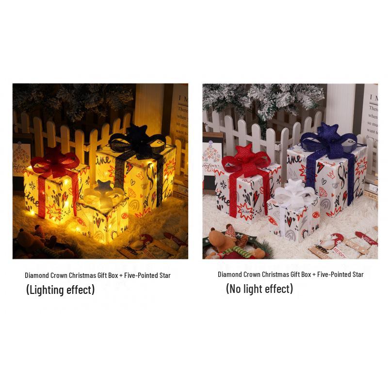 Cross-Border Christmas Luminous Gift Box Set: Outdoor Decorative Lights for Courtyard & Mall Display