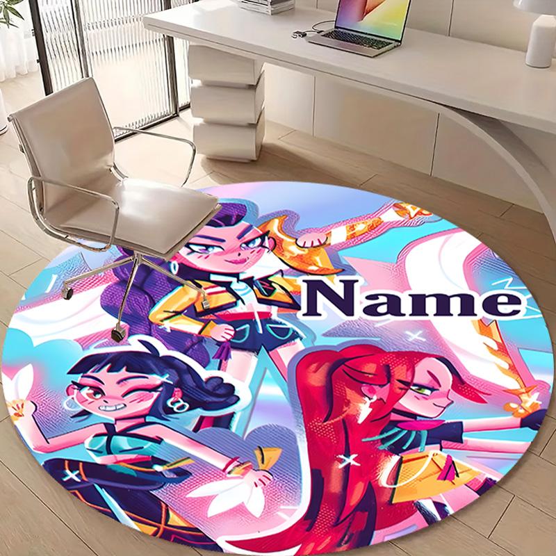 Personalized K-KPop Demon Hunters Round Chair Office Rug - Perfect for Mat, Office Chair & More - Ideal Gift for Birthdays and Holidays