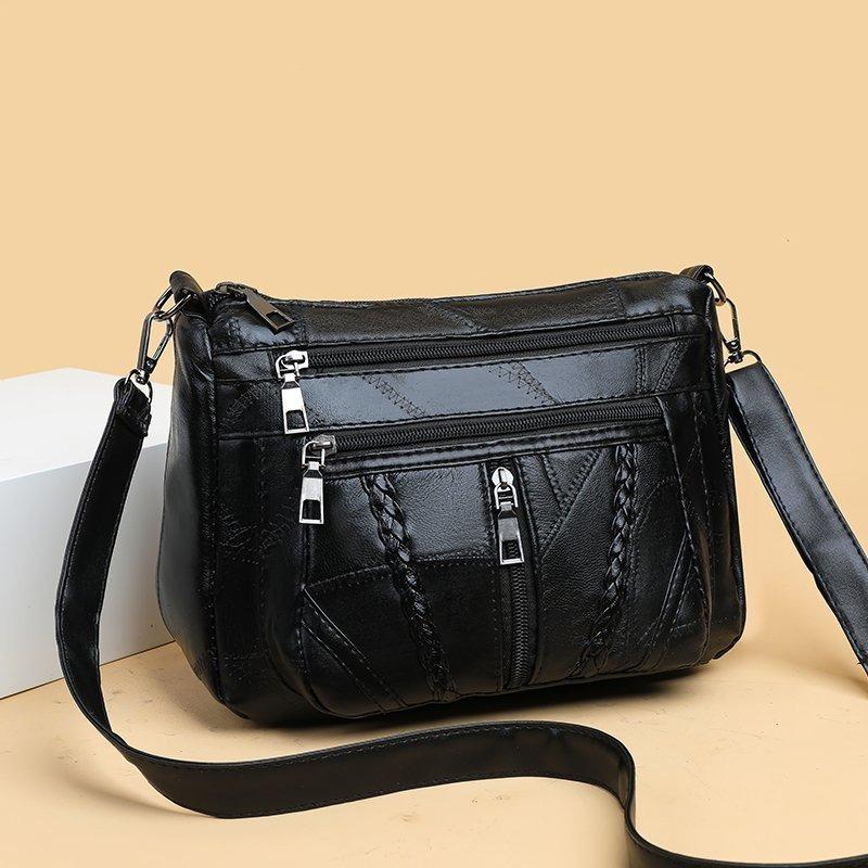 New Women's Bag Messenger Bag Soft Leather Texture Shoulder Bag Large Capacity Anti-splashing Simple Casual Mother Bag