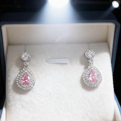 Imitation Drop-shaped Zircon Stud Earrings Women's High-quality Full Diamond Zircon Earrings Design Sense Earrings Colored Gemstone Earrings