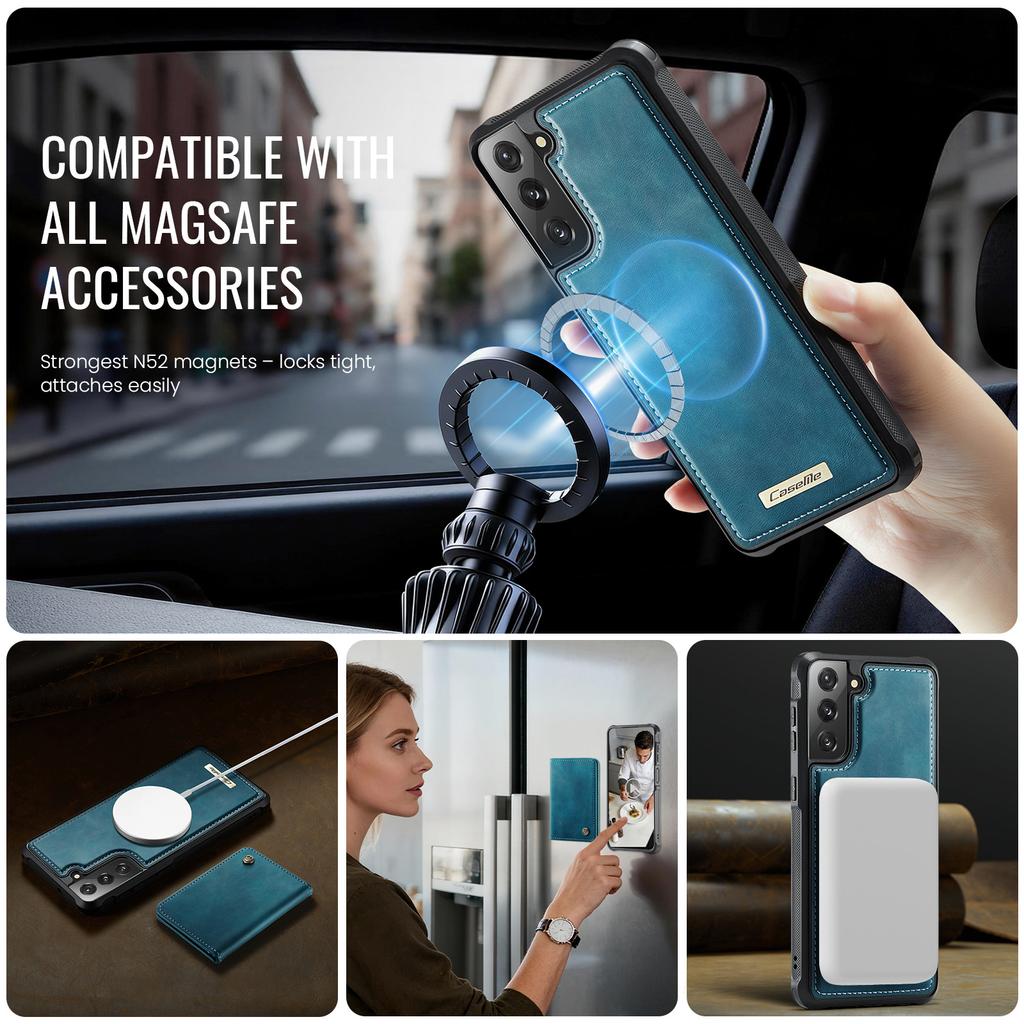For Samsung Galaxy S22+ 5G Magnetic Case CASEME ME80 Series Leather PC TPU Phone Cover with Detachable Wallet