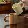 Mug Ceramic Cup Sesame Glaze Cup Large Capacity Coffee Cup Household Water Cup Twist Handle Straight Cup
