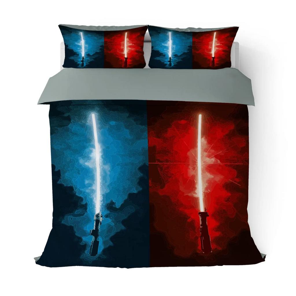 Lightsaber Duvet Cover Set Full,Galaxy Universe Planet Bedding Set 3pcs for Teens Room Decor,Trippy Star Sky Comforter Cover