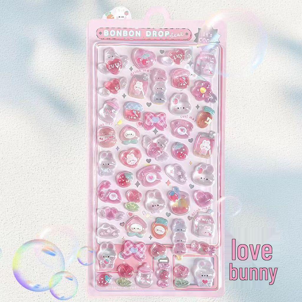 3D Crystal Diamond Cartoon Stickers for Kids - Cute, Decorative & Embossed for Girls