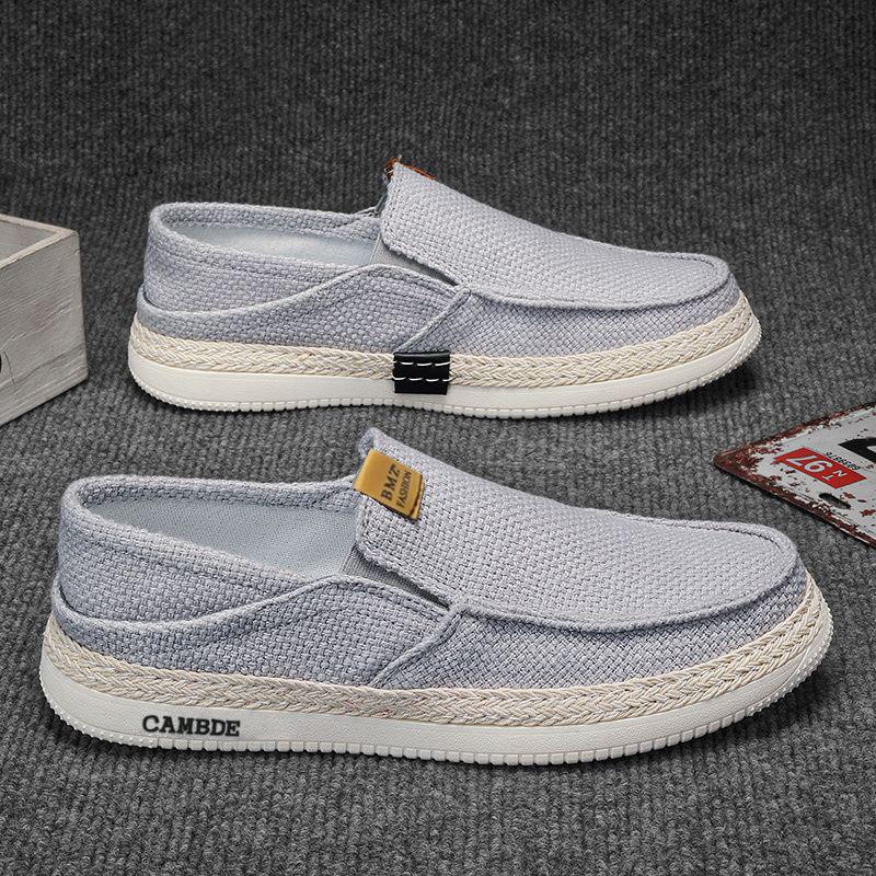 Cloth Shoes Men's Summer New Breathable Fisherman Shoes Men's Trend One-pedal Linen Casual Driving Beanie Shoes