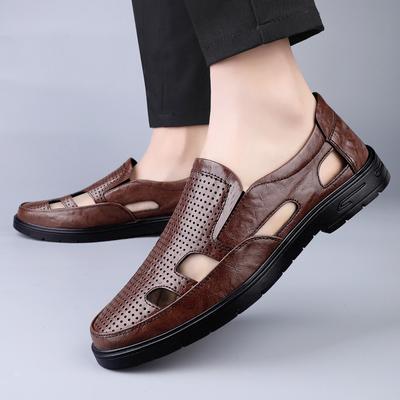 Μόδα Υψηλής Ποιότητας Ανδρικές Κλασικές Casual Δερμάτινες Σανδάλια Καλοκαιρινά Διάτρητες Αναπνέουσες Εξωτερικού Χώρου Παπούτσια Περπατήματος Επίπεδες Σχεδιαστής Μαλακή Σόλα
