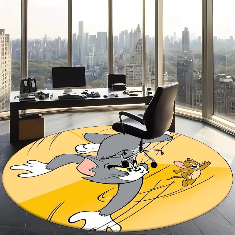 Tom I Jerry (32) Okrągły dywan biurowy Dekoracyjny dywan podłogowy do biura, sypialni, salonu i przestrzeni domowej