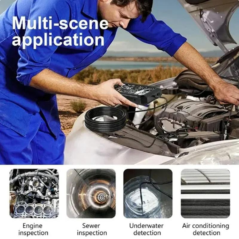 5.0 Inch IPS Screen Industrial Endoscope Camera 8mm HD1080P Sewer Car Piping Inspection Camera Borescope 8 LED Waterproof