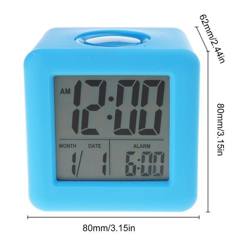 Compact Silicone Square Alarm Clock with Easy to Read Display for Home and Office Use